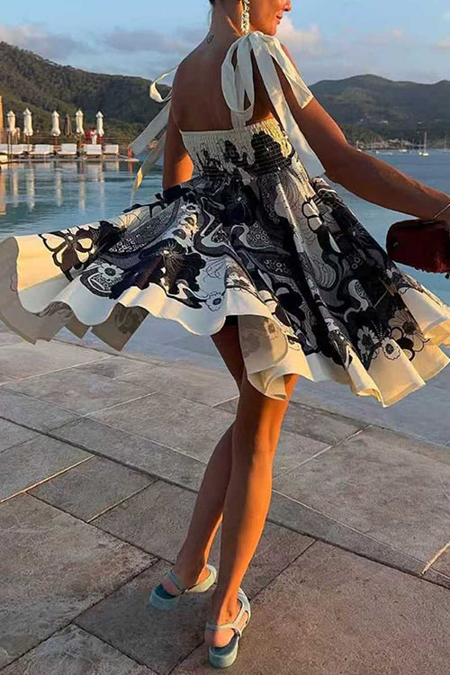 Karleedress Bow Shoulder Floral Print Mini Cami Dress