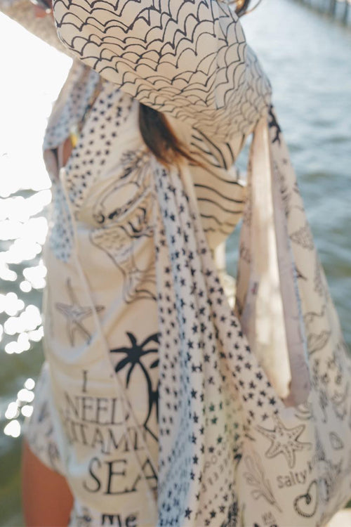 Karleedress Collared V Neck Shirt and Side Slit Shorts Vitamin Sea Print Set