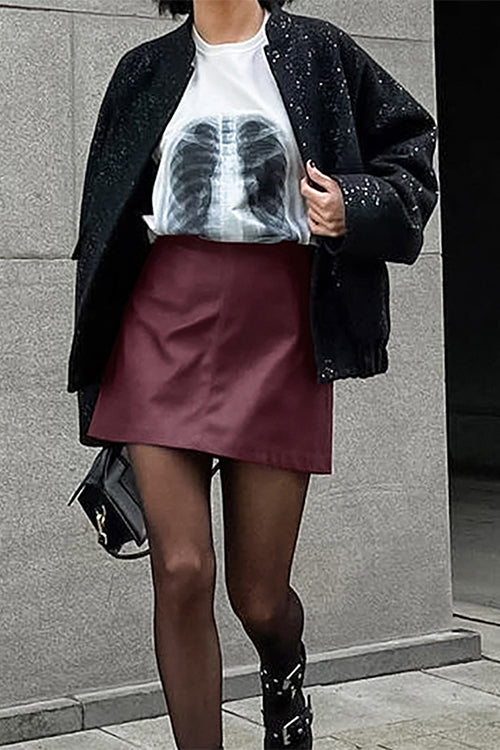 Karleedress High Rise Faux Leather A-line Mini Skirt