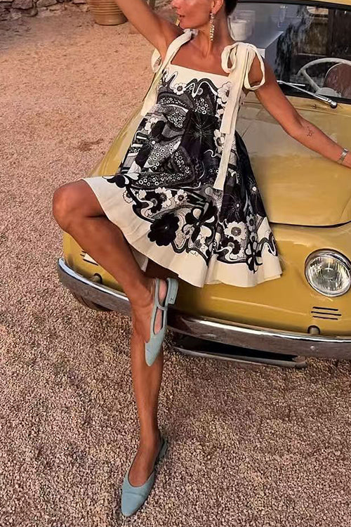 Karleedress Bow Shoulder Floral Print Mini Cami Dress