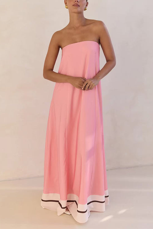 Karleedress Strapless Color Block Loose Fit Maxi Dress