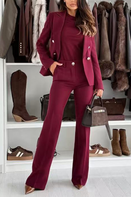 High Waist Straight Leg Tailored Suit Pants