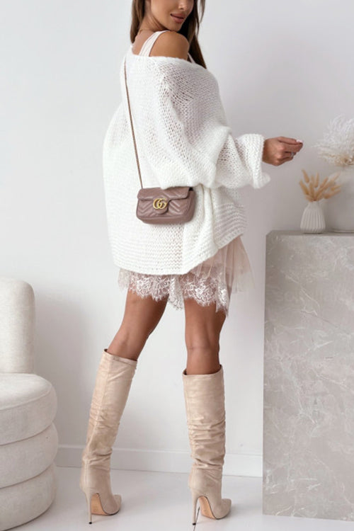 Karleedress V Neck Drop Shoulder Slouchy Pullover Sweater