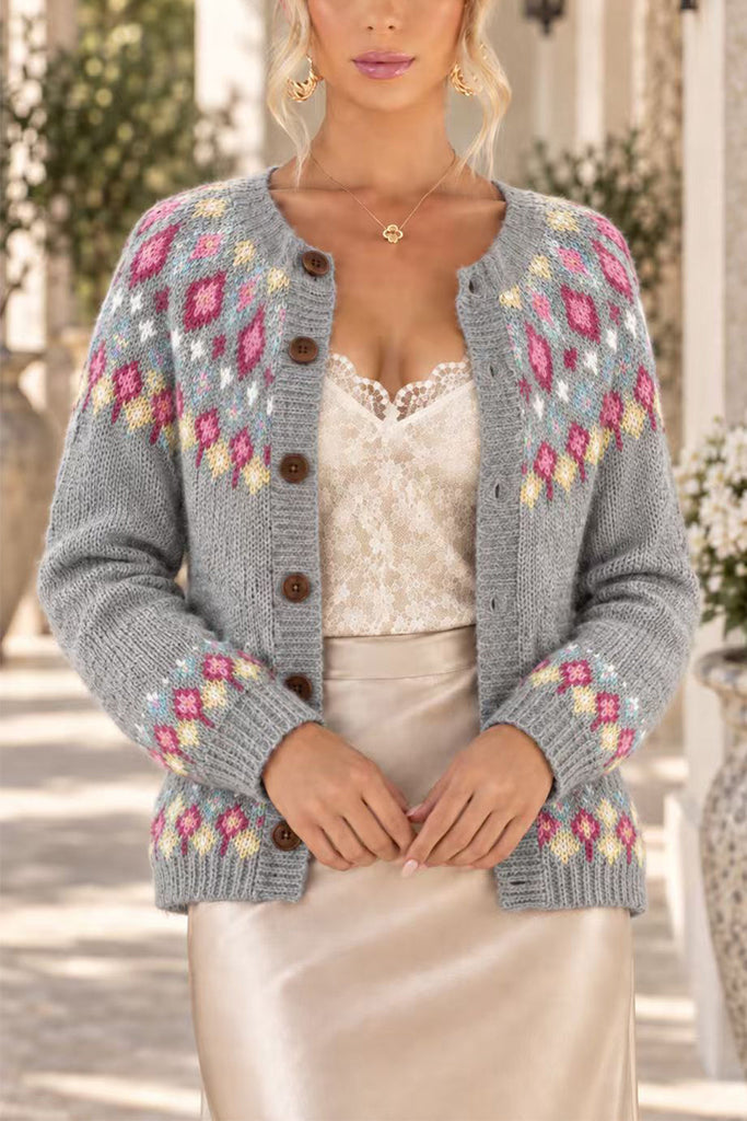 Karleedress Button Down Printed Sweater Cardigan