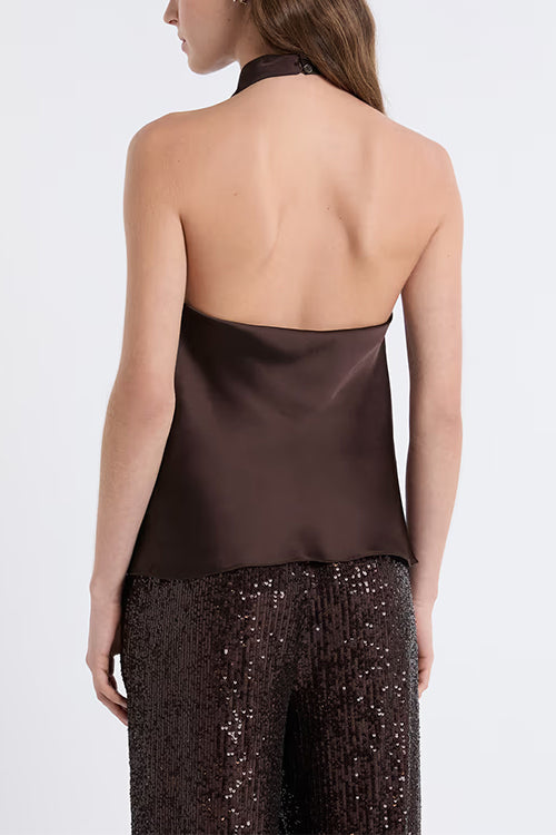 Karleedress Chic Halter Cowl Neck Sleeveless Satin Top