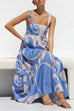 Karleedress Adjustable Strap Waisted Soleil Print Ruffle Maxi Dress