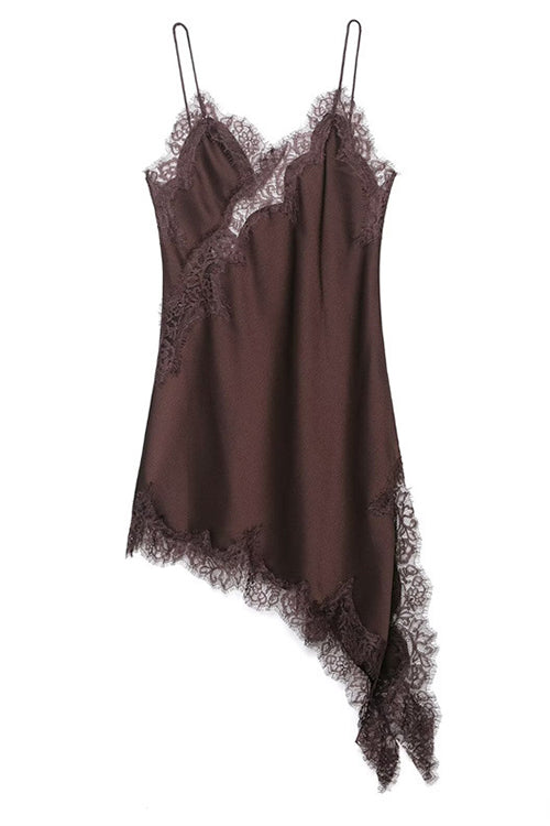 Karleedress Spaghetti Strap Lace V Neck Irregular Hem Mini Dress