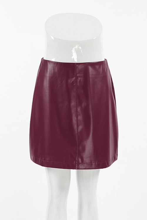 Karleedress High Rise Faux Leather A-line Mini Skirt