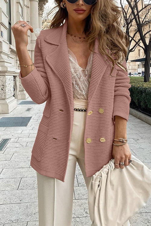 Karleedress Double Breasted Textured Cardigan with Pockets