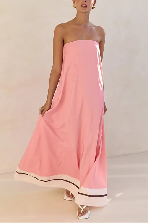 Karleedress Strapless Color Block Loose Fit Maxi Dress
