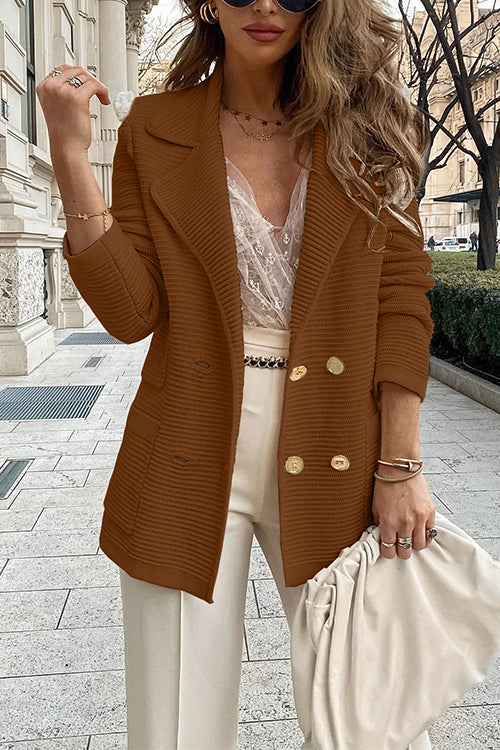 Karleedress Double Breasted Textured Cardigan with Pockets