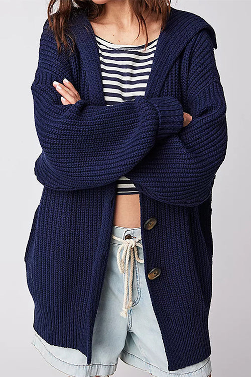 Karleedress Collared Drop Shoulder Button Down Sweater Cardigan