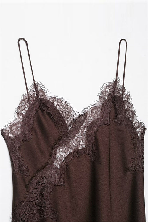 Karleedress Spaghetti Strap Lace V Neck Irregular Hem Mini Dress