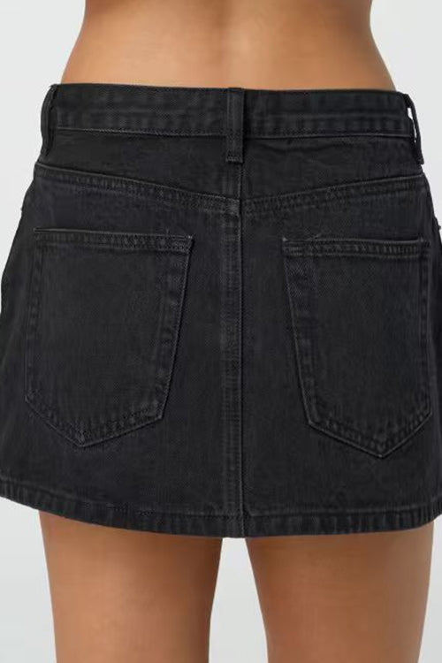 Karleedress One Button Pocketed Denim Mini Skirt