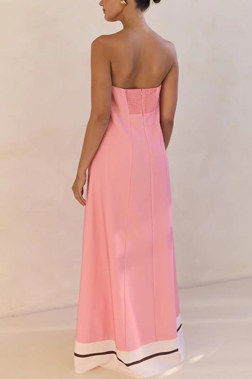 Karleedress Strapless Color Block Loose Fit Maxi Dress