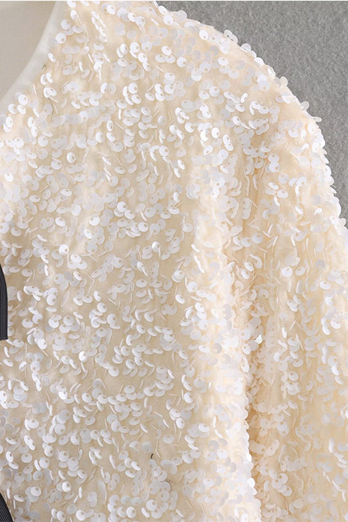 Karleedress Long Sleeves Bow Detail Shiny Sequin Top