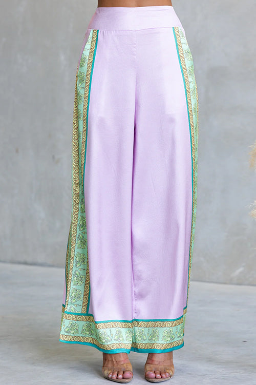 Elastic Waist Printed Wide Leg Pants