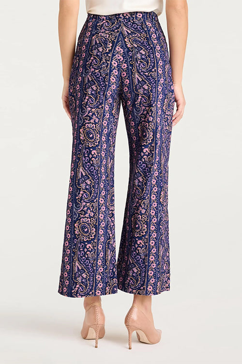High Waist Paisley Print Pocketed Wide Leg Pants