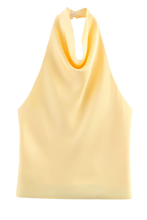 Karleedress Chic Halter Cowl Neck Sleeveless Satin Top