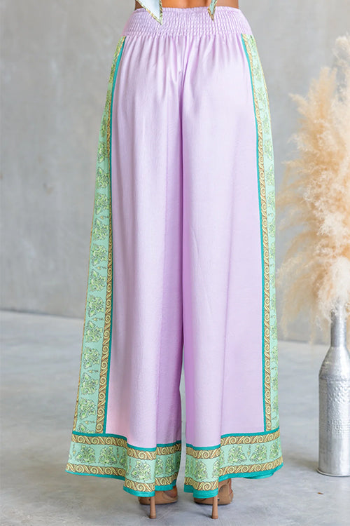 Elastic Waist Printed Wide Leg Pants