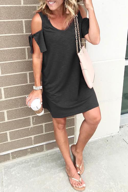 Karleedress V Neck Dew Shoulder T Shirt Dress