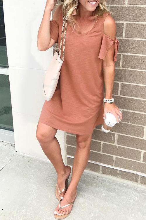 Karleedress V Neck Dew Shoulder T Shirt Dress