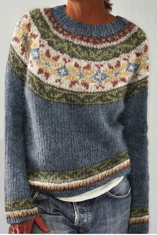 Karleedress Round Neck Unique Pattern Casual Sweater(in 6 Patterns)