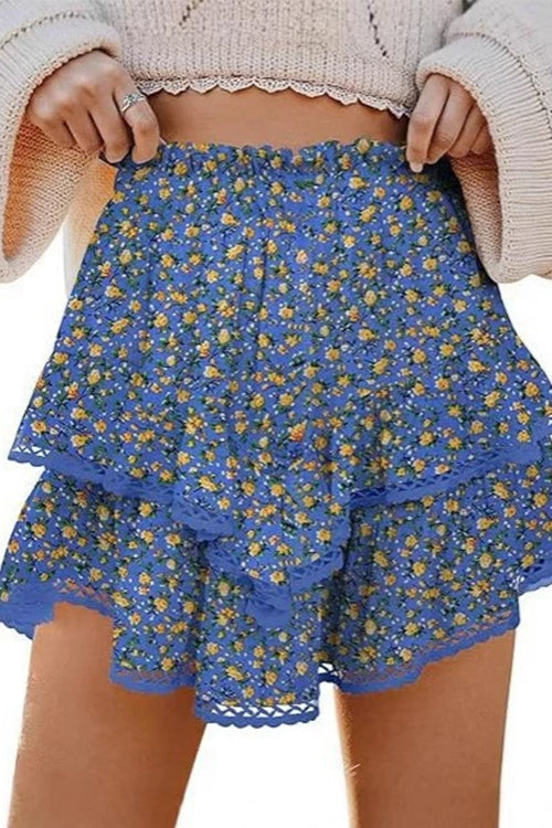 Karleedress Elastic Waist Ruffle Layered Mini Skirt