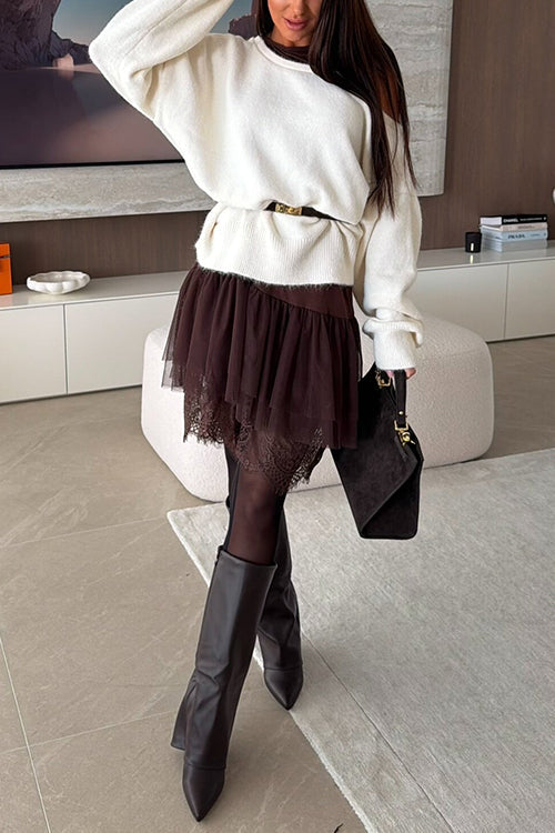 Asymmetrical One Shoulder Long Sleeves Casual Sweater