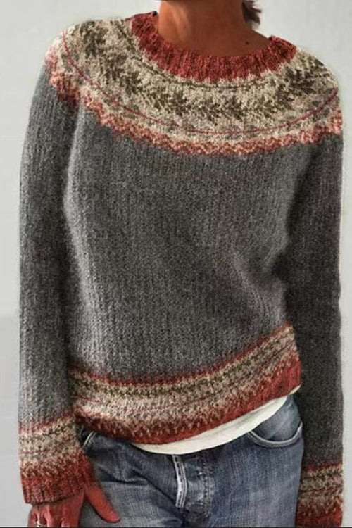Karleedress Round Neck Unique Pattern Casual Sweater(in 6 Patterns)