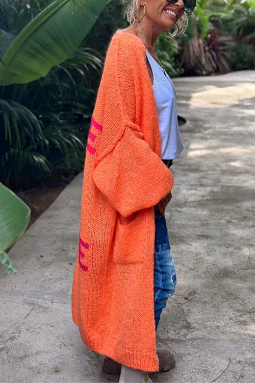 Karleedress Open Front Love and Peace Pattern Long Sweater Cardigan(in 5 Colors)