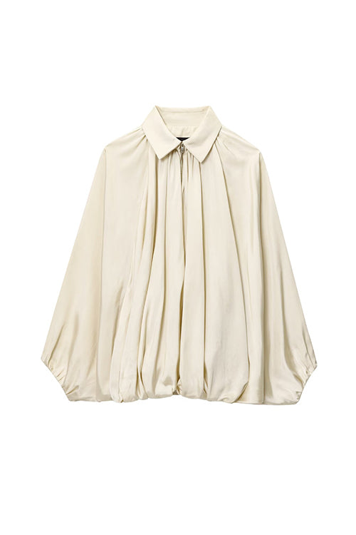 Karleedress Lapel Batwing Sleeves Zip Up Bomber Jacket