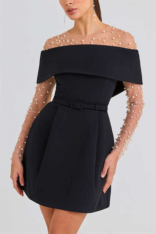 Karleedress Off Shoulder Waisted A-line Mini Dress