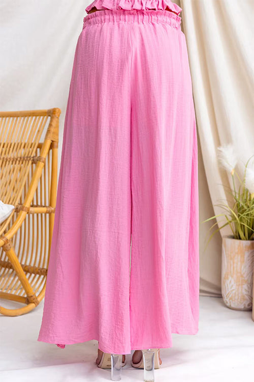 Elastic Waist Pocketed Wide Leg Palazzo Pants