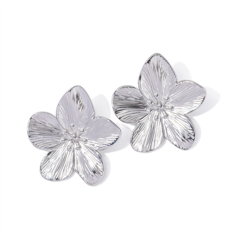 Karleedress Vintage Delicate Large Flower Metal Stud Earrings