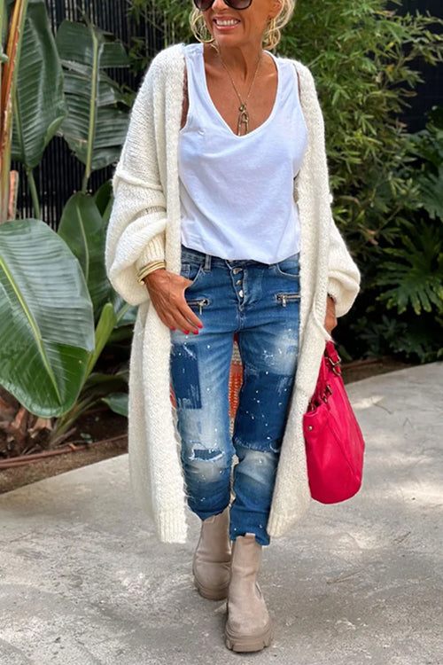 Karleedress Open Front Love and Peace Pattern Long Sweater Cardigan(in 5 Colors)