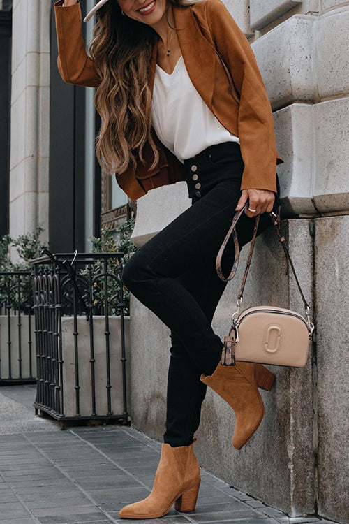 Karleedress Zip Up Pocketed Faux Suede Moto Jacket(in 7 Colors)