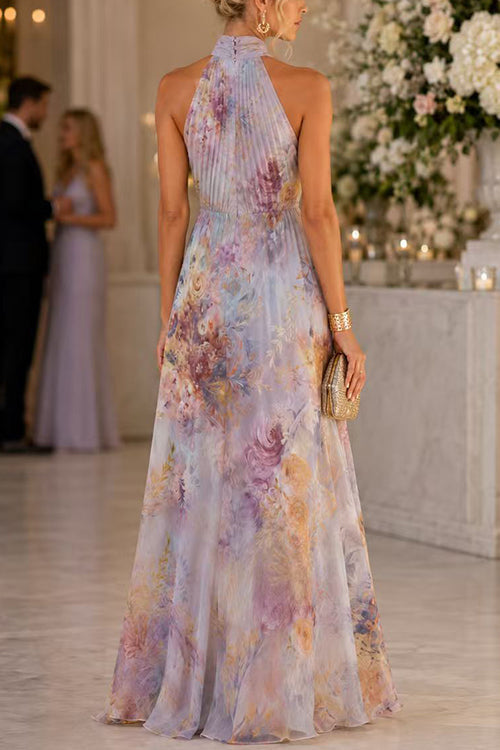 Karleedress Sleeveless High Waist Floral Print Maxi Dress