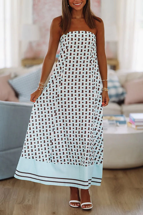 Karleedress Strapless Color Block Loose Fit Maxi Dress