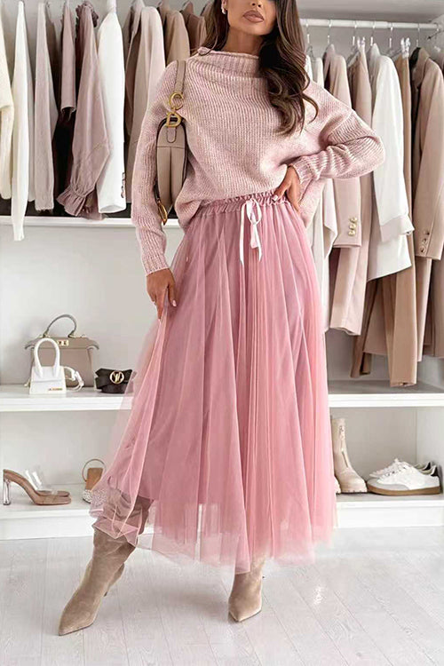 Drop Shoulder Casual Knitted Pullover Sweater