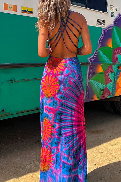 Karleedress Strappy Backless Tie Dye Maxi Dress