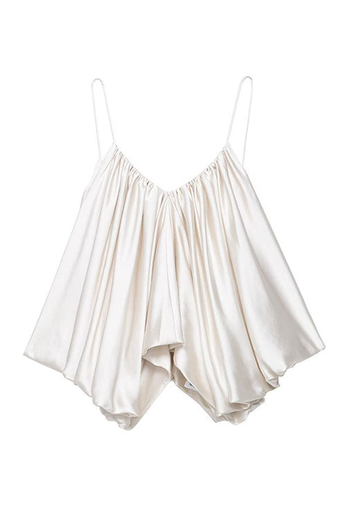 Karleedress Spaghetti Strap Draped Satin Top