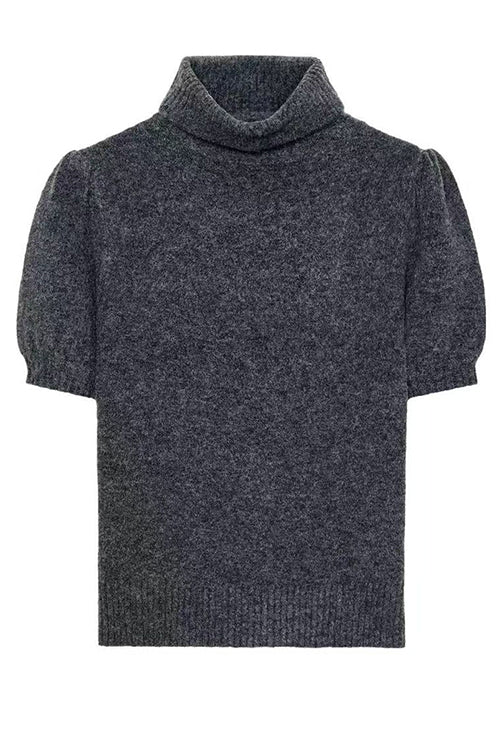 Karleedress High Neck Puff Short Sleeves Sweater Top