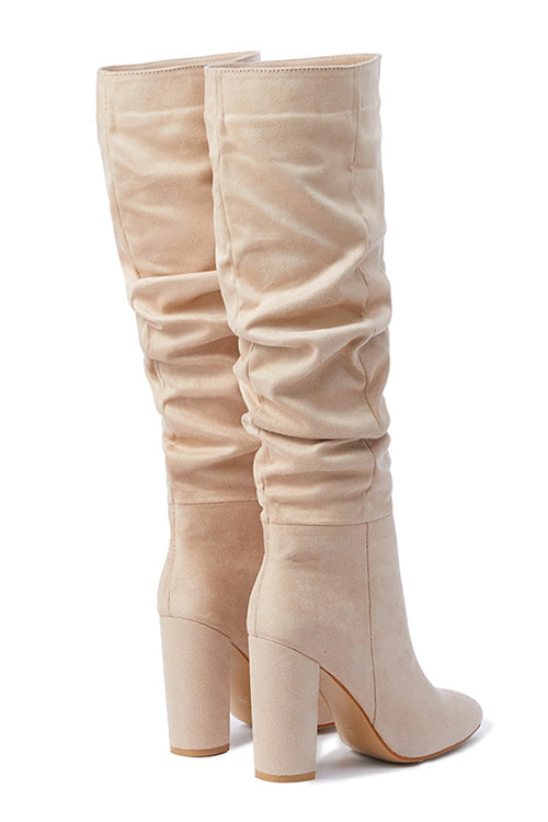 Karleedress Pointed Toe Chunky Block High Boots