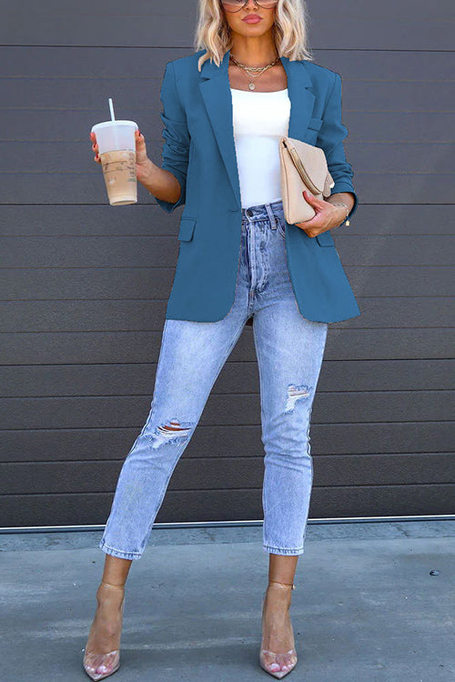 Karleedress Classic Single Button Back Slit Pocketed Blazer