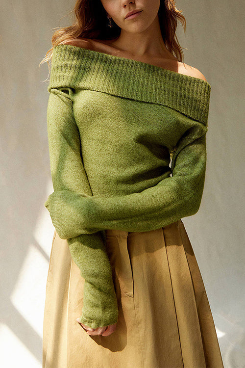 Karleedress Off Shoulder Long Sleeves Slim Fit Sweater