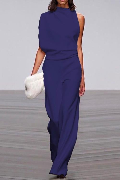 Karleedress One Shoulder Waisted Wide Leg Jumpsuit