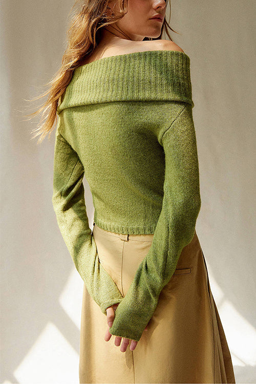 Karleedress Off Shoulder Long Sleeves Slim Fit Sweater