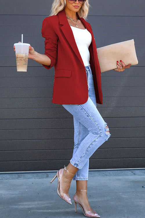 Karleedress Classic Single Button Back Slit Pocketed Blazer