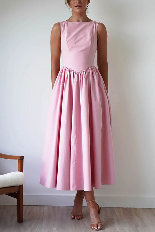 Karleedress Sleeveless Open Back Swing Midi Dress